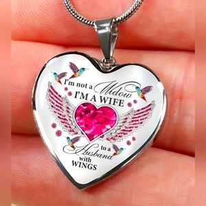 Pink, Teal or Blue wife of an Angel necklace